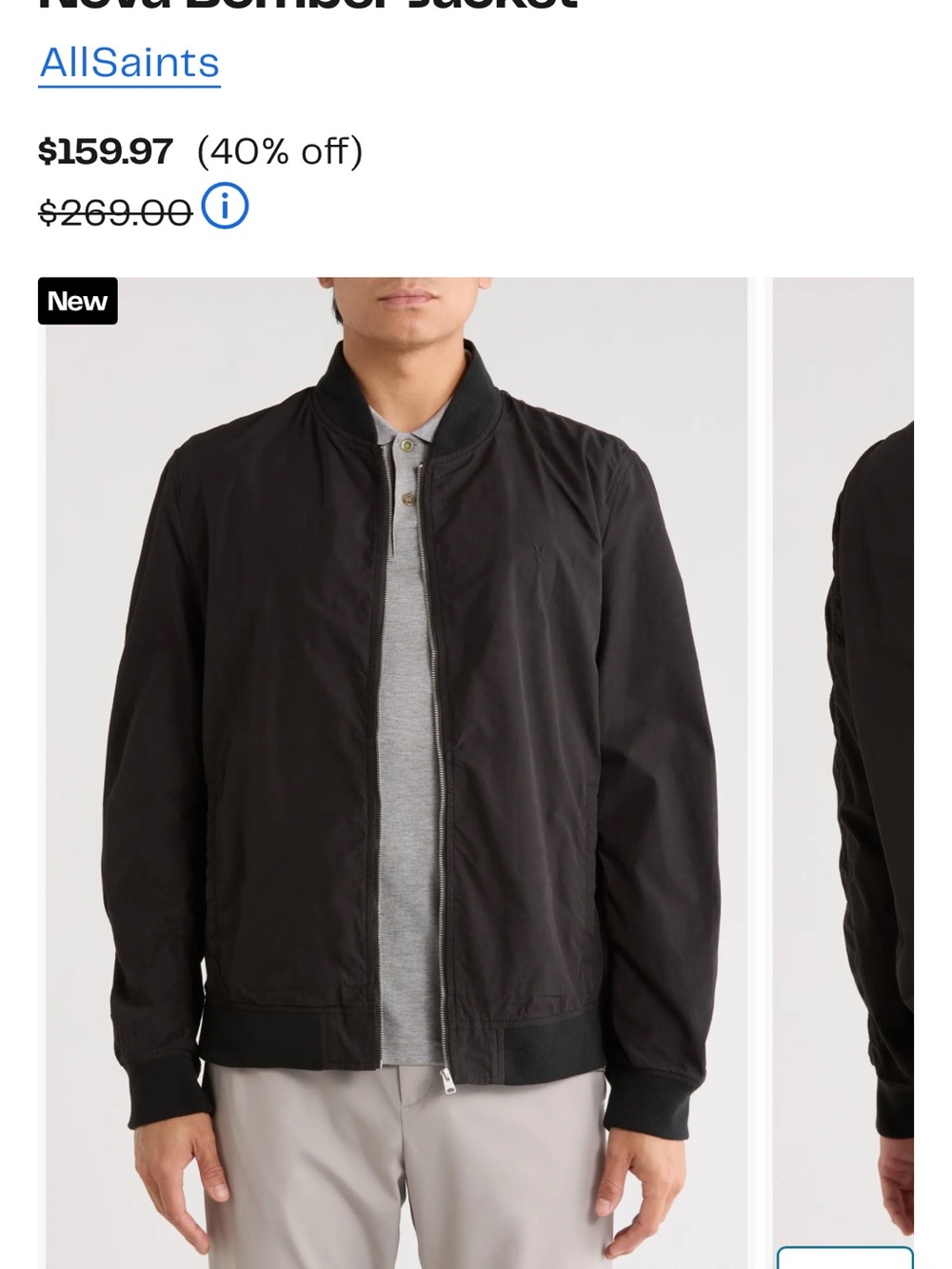 AllSaints Black Nova Bomber Jacket